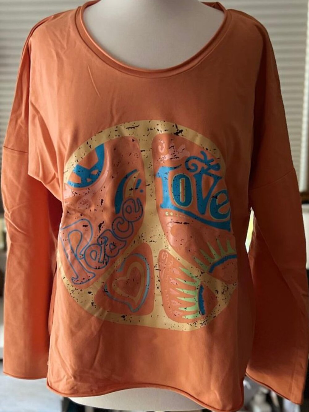 Peace & Love Graphic Top — Oversized Boxy Fit, XL